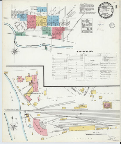 Sanborn Fire Insurance Map from Logan, Hocking County, Ohio (1900), Sheet #0001 - Historic Sanborn Fire Insurance Map Print, vintage old map wall art, antique decor, genealogy gift, Ohio Ohio map