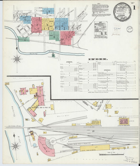 Sanborn Fire Insurance Map from Logan, Hocking County, Ohio (1900), Sheet #0001 - Historic Sanborn Fire Insurance Map Print, vintage old map wall art, antique decor, genealogy gift, Ohio Ohio map