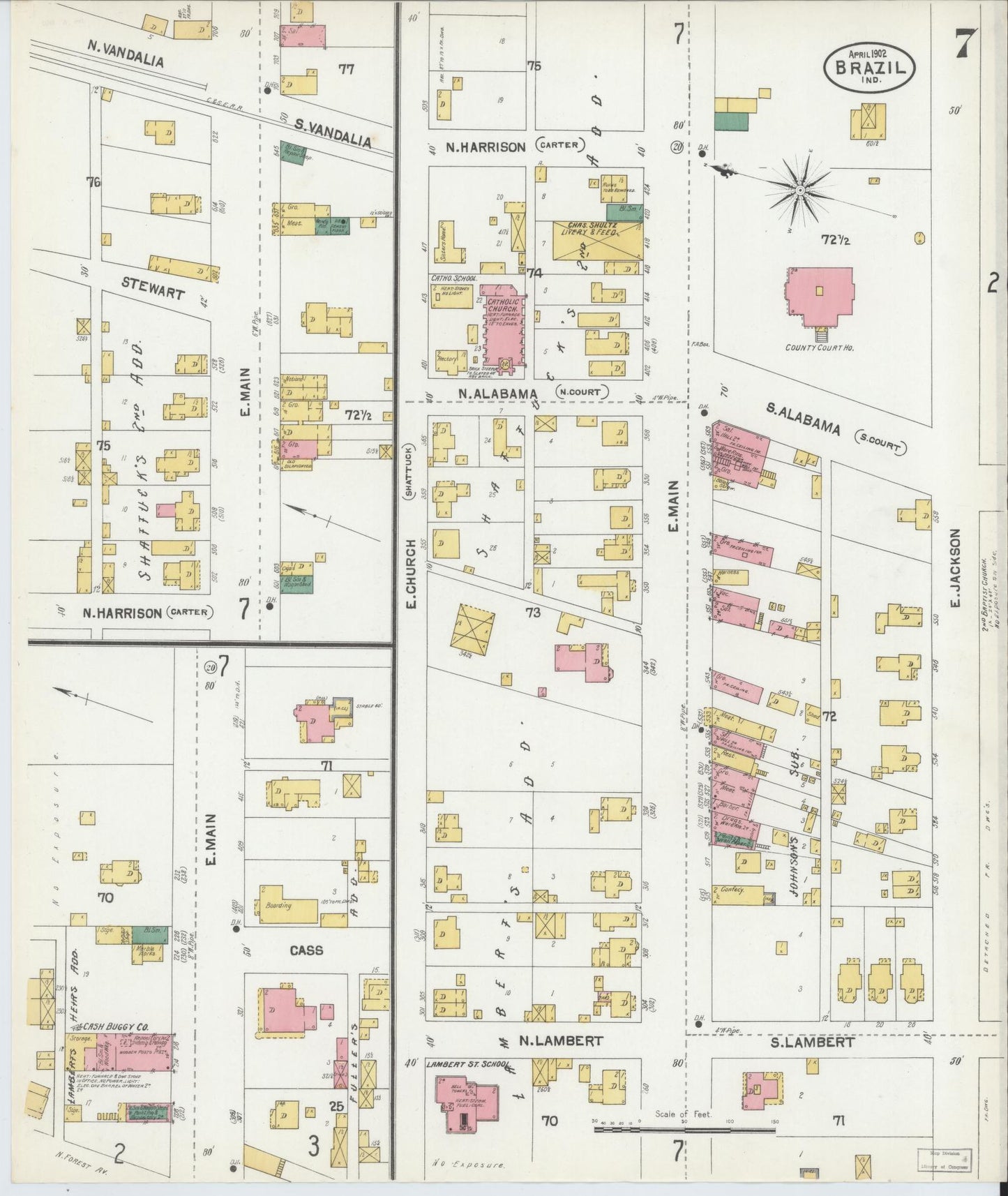 Sanborn Fire Insurance Map from Brazil, Clay County, Indiana (1902), Sheet #0007 - Complete Map Set gallery image, historic Sanborn map, vintage wall art, Indiana Indiana