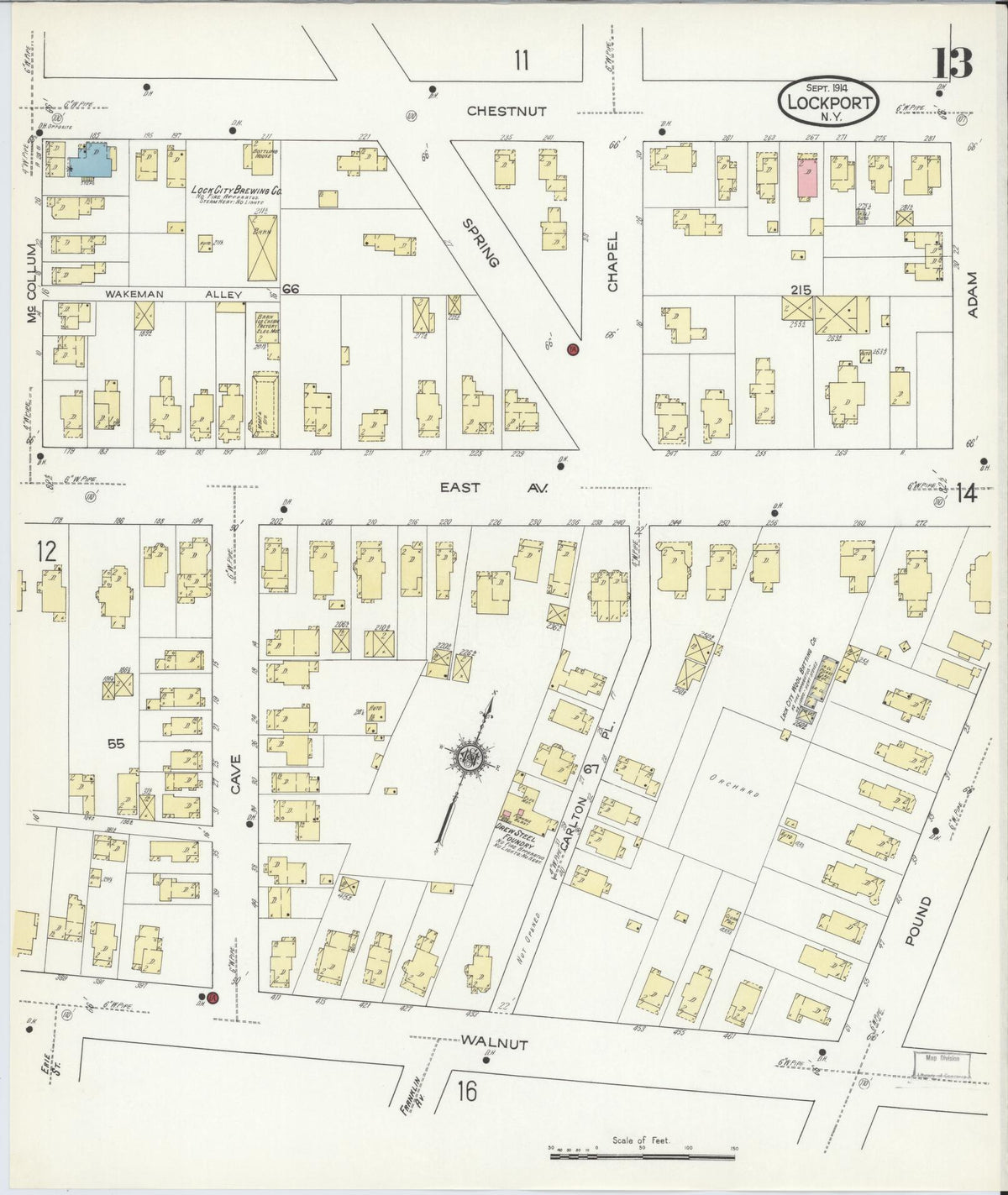 Sanborn Fire Insurance Map from Lockport, Niagara County, New York (1914), Sheet #0013 - Complete Map Set gallery image, historic Sanborn map, vintage wall art, New York New York