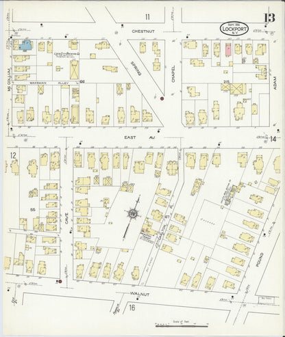 Sanborn Fire Insurance Map from Lockport, Niagara County, New York (1914), Sheet #0013 - Complete Map Set gallery image, historic Sanborn map, vintage wall art, New York New York