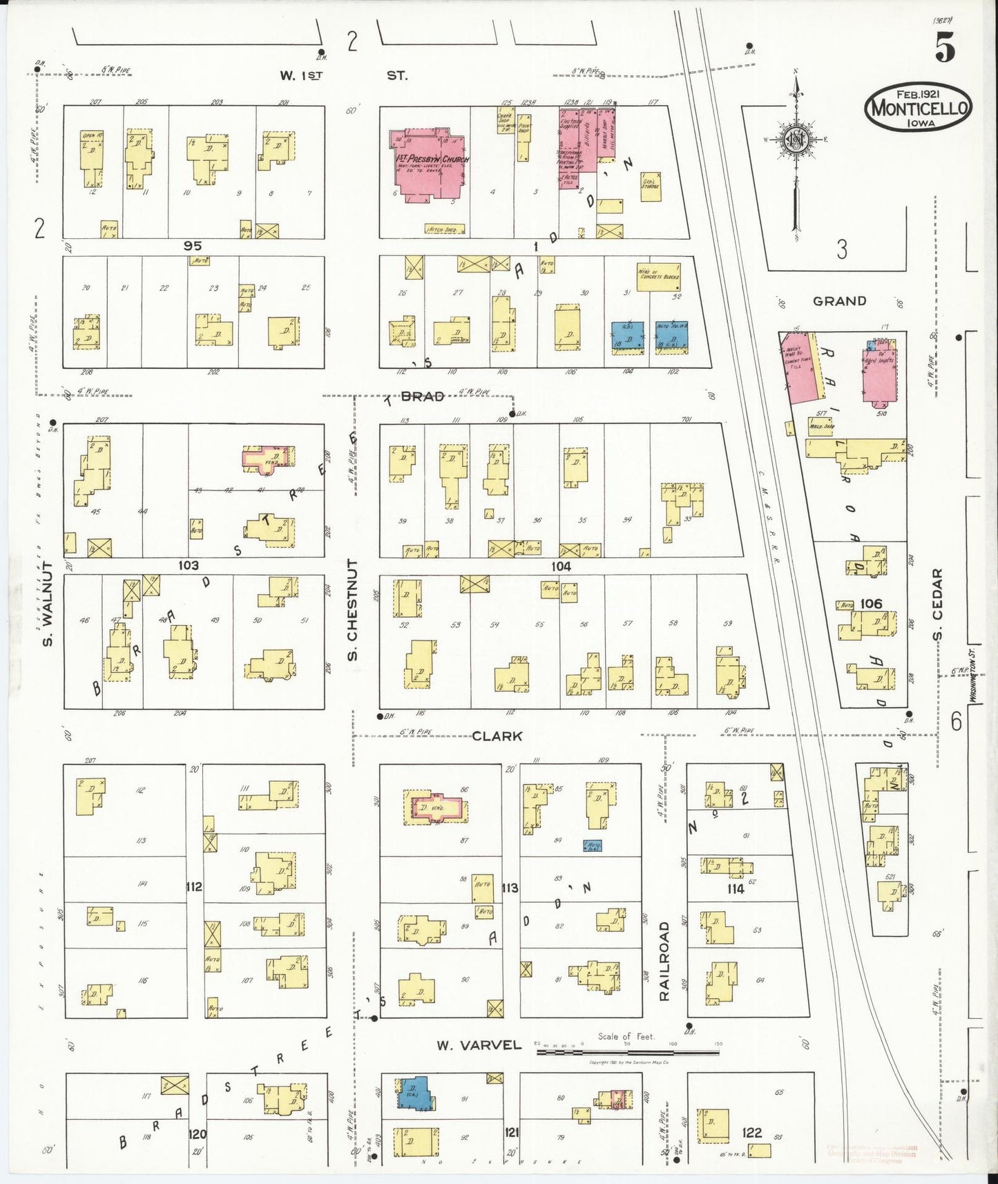 Sanborn Fire Insurance Map from Monticello, Jones County, Iowa (1921), Sheet #0005 - Historic Sanborn Fire Insurance Map Print