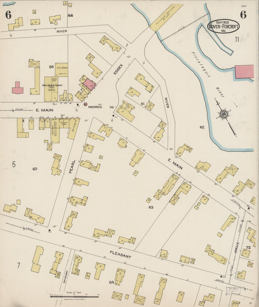 Sanborn Fire Insurance Map from Dover, Piscataguis County, Maine (1923), Sheet #0006 - Historic Sanborn Fire Insurance Map Print, vintage old map wall art, antique decor, genealogy gift, Maine Maine map