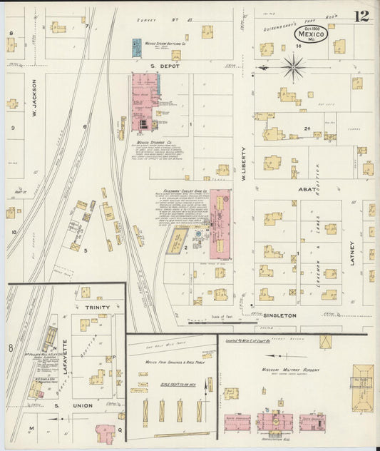 Sanborn Fire Insurance Map from Mexico, Audrain County, Missouri (1908), Sheet #0012 - Historic Sanborn Fire Insurance Map Print, vintage old map wall art, antique decor, genealogy gift, Missouri Missouri map