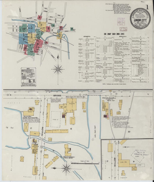 Sanborn Fire Insurance Map from Union City, Erie County, Pennsylvania (1905), Sheet #0001 - Historic Sanborn Fire Insurance Map Print, vintage old map wall art, antique decor, genealogy gift, Pennsylvania Pennsylvania map