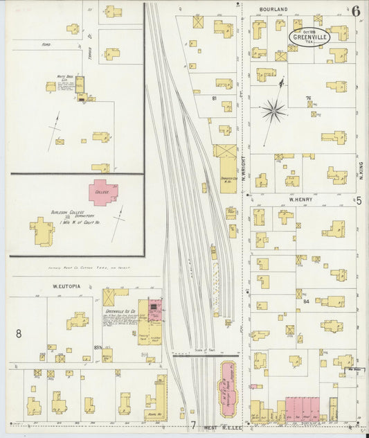 Sanborn Fire Insurance Map from Greenville, Hunt County, Texas (1898), Sheet #0006 - Historic Sanborn Fire Insurance Map Print, vintage old map wall art, antique decor, genealogy gift, Texas Texas map