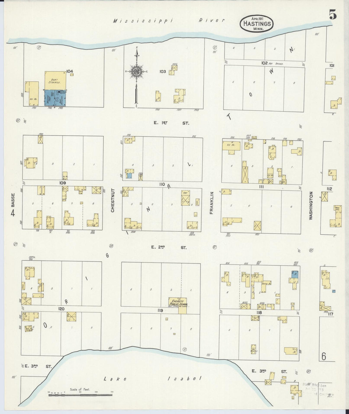 Sanborn Fire Insurance Map from Hastings, Dakota County, Minnesota (1911), Sheet #0005 - Historic Sanborn Fire Insurance Map Print, vintage old map wall art, antique decor, genealogy gift, Minnesota Minnesota map