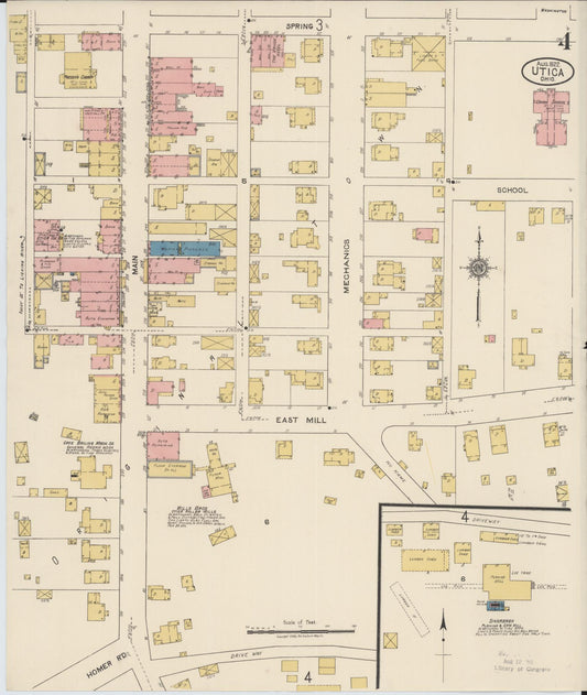 Sanborn Fire Insurance Map from Utica, Licking County, Ohio (1922), Sheet #0004 - Historic Sanborn Fire Insurance Map Print, vintage old map wall art, antique decor, genealogy gift, Ohio Ohio map