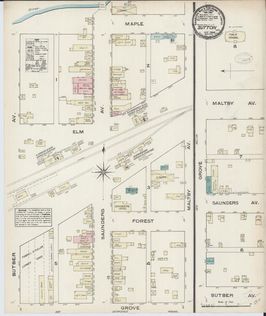 Sanborn Fire Insurance Map from Sutton, Clay County, Nebraska (1884), Sheet #0001 - Historic Sanborn Fire Insurance Map Print, vintage old map wall art, antique decor, genealogy gift, Nebraska Nebraska map