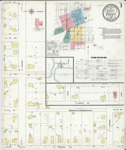 Sanborn Fire Insurance Map from Casey, Clark County, Illinois (1912), Sheet #0001 - Complete Map Set gallery image, historic Sanborn map, vintage wall art, Illinois Illinois
