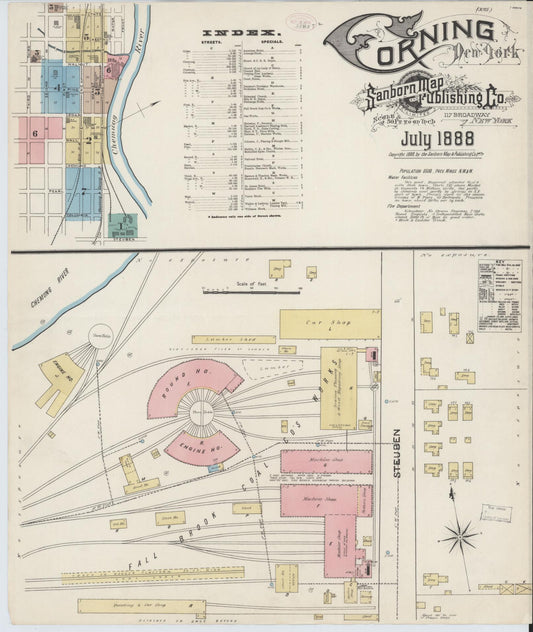 Sanborn Fire Insurance Map from Corning, Steuben County, New York. (1888) – Historic Sanborn Fire Insurance Map Print