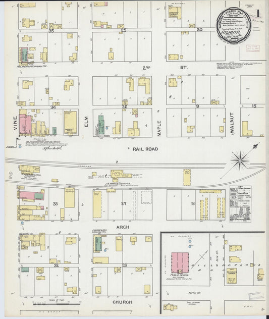 Sanborn Fire Insurance Map from Atlanta, Logan County, Illinois (1892), Sheet #0001 - Historic Sanborn Fire Insurance Map Print, vintage old map wall art, antique decor, genealogy gift, Illinois Illinois map