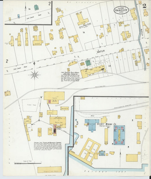 Sanborn Fire Insurance Map from Houghton, Houghton County, Michigan (1900), Sheet #0002 - Historic Sanborn Fire Insurance Map Print, vintage old map wall art, antique decor, genealogy gift, Michigan Michigan map