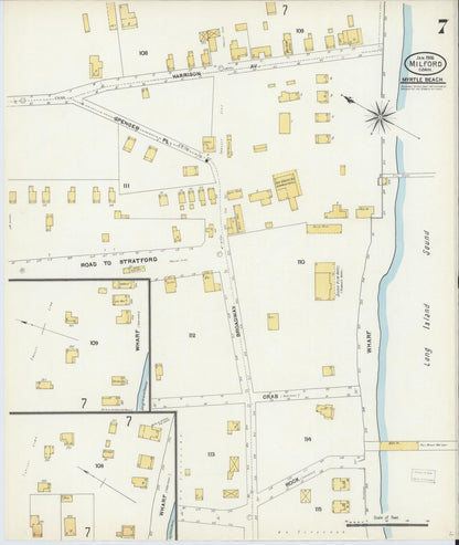 Sanborn Fire Insurance Map from Milford, New Haven County, Connecticut (1906), Sheet #0007 - Complete Map Set gallery image, historic Sanborn map, vintage wall art, Connecticut Connecticut