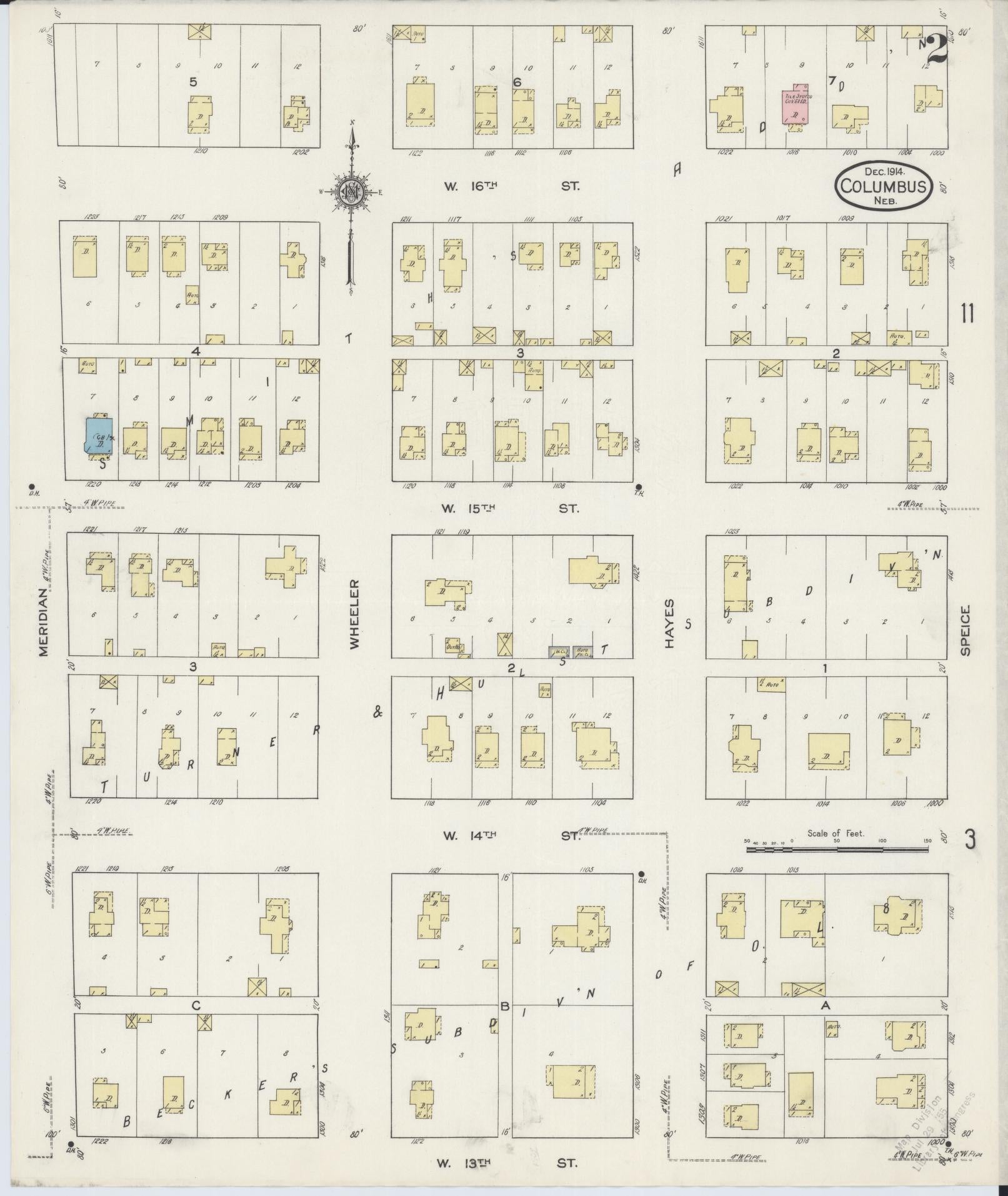 Sanborn Fire Insurance Map from Columbus, Platte County, Nebraska (1914), Sheet #0002 - Complete Map Set gallery image, historic Sanborn map, vintage wall art, Nebraska Nebraska