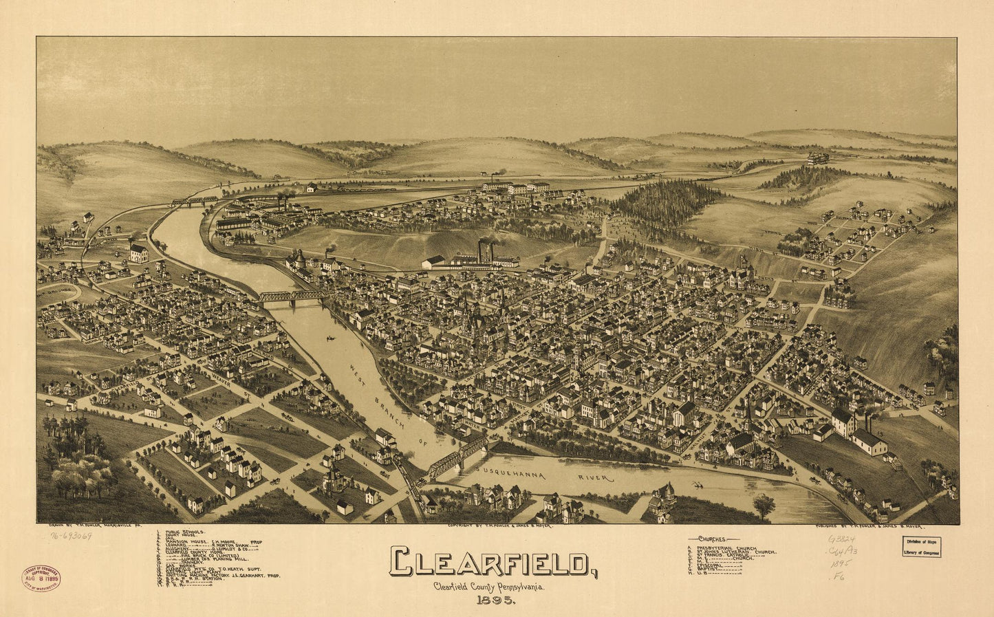 Clearfield, Clearfield County, Pennsylvania. 1895. (1895) – Historic Bird’s-Eye View Panorama Print