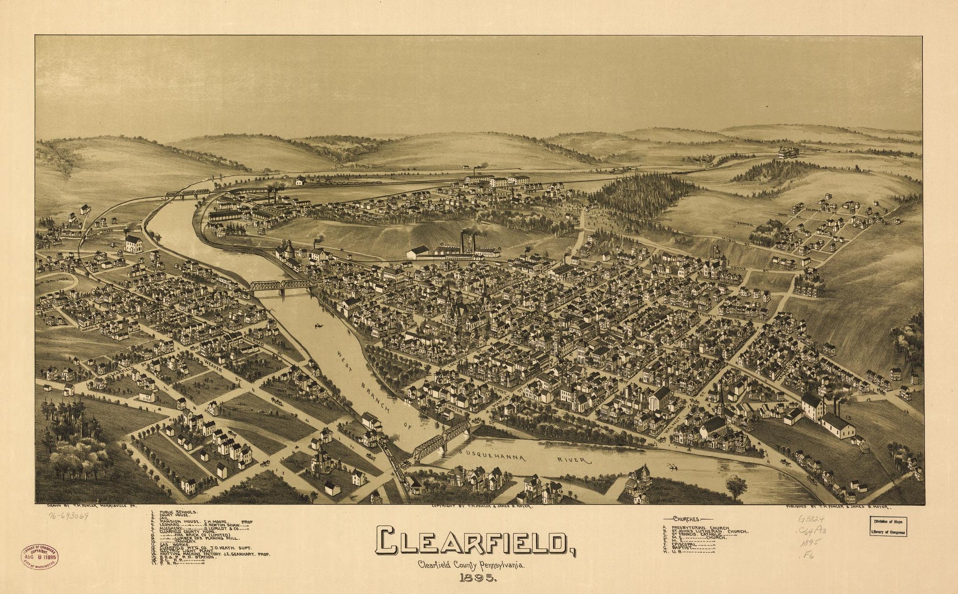 Clearfield, Clearfield County, Pennsylvania. 1895. (1895) – Historic Bird’s-Eye View Panorama Print