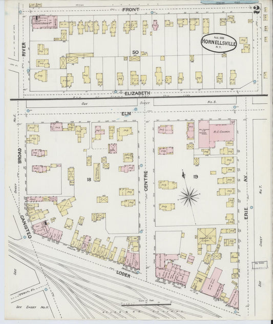 Sanborn Fire Insurance Map from Hornell, Steuben County, New York (1888), Sheet #0002 - Complete Map Set gallery image, historic Sanborn map, vintage wall art, New York New York
