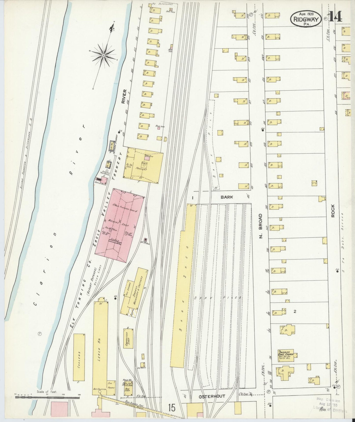 Sanborn Fire Insurance Map from Ridgway, Elk County, Pennsylvania (1909), Sheet #0014 - Complete Map Set gallery image, historic Sanborn map, vintage wall art, Pennsylvania Pennsylvania