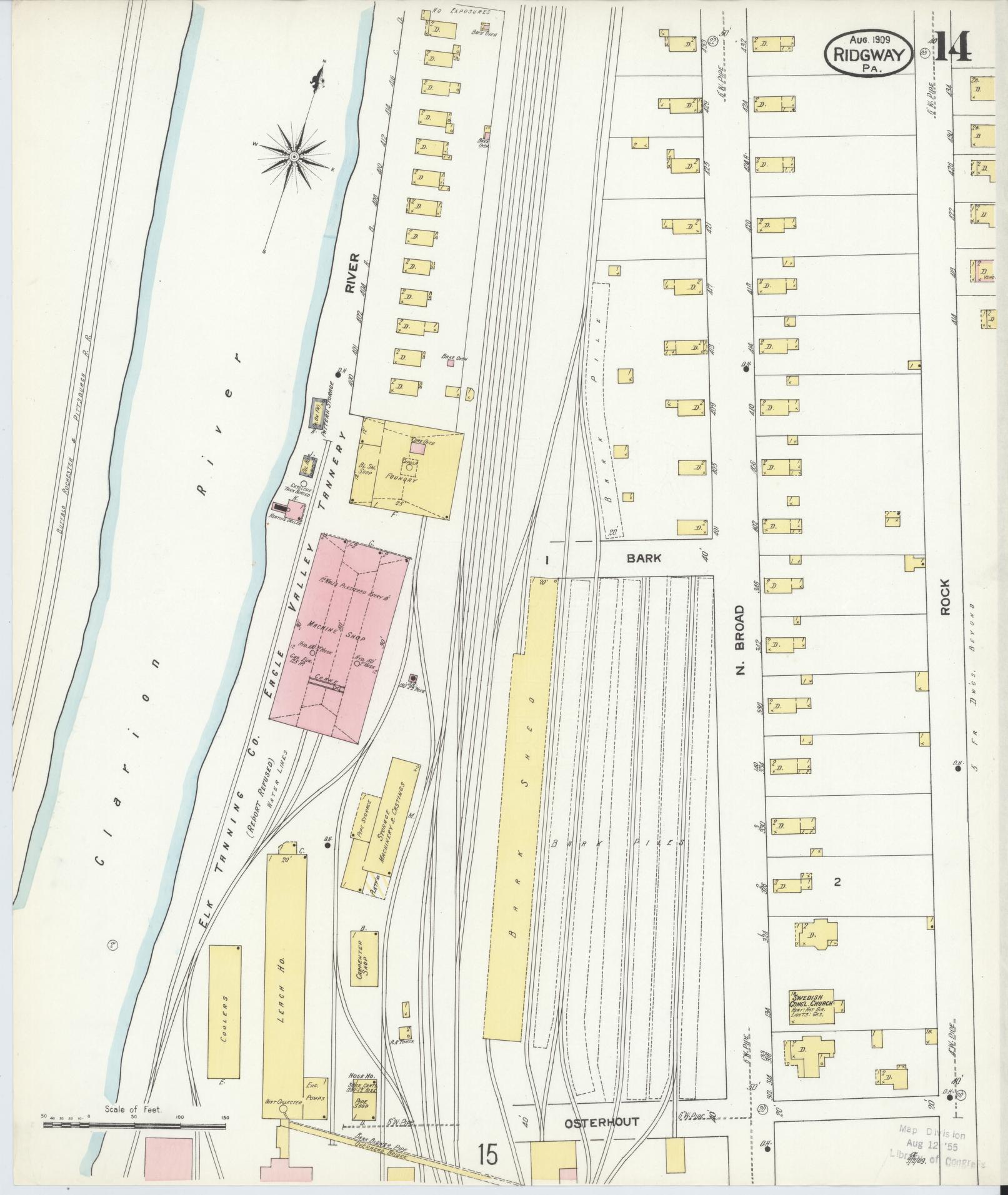 Sanborn Fire Insurance Map from Ridgway, Elk County, Pennsylvania (1909), Sheet #0014 - Complete Map Set gallery image, historic Sanborn map, vintage wall art, Pennsylvania Pennsylvania