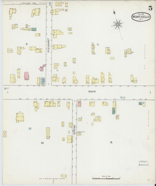 Sanborn Fire Insurance Map from Monticello, Sullivan County, New York (1892), Sheet #0005 - Historic Sanborn Fire Insurance Map Print, vintage old map wall art, antique decor, genealogy gift, New York New York map