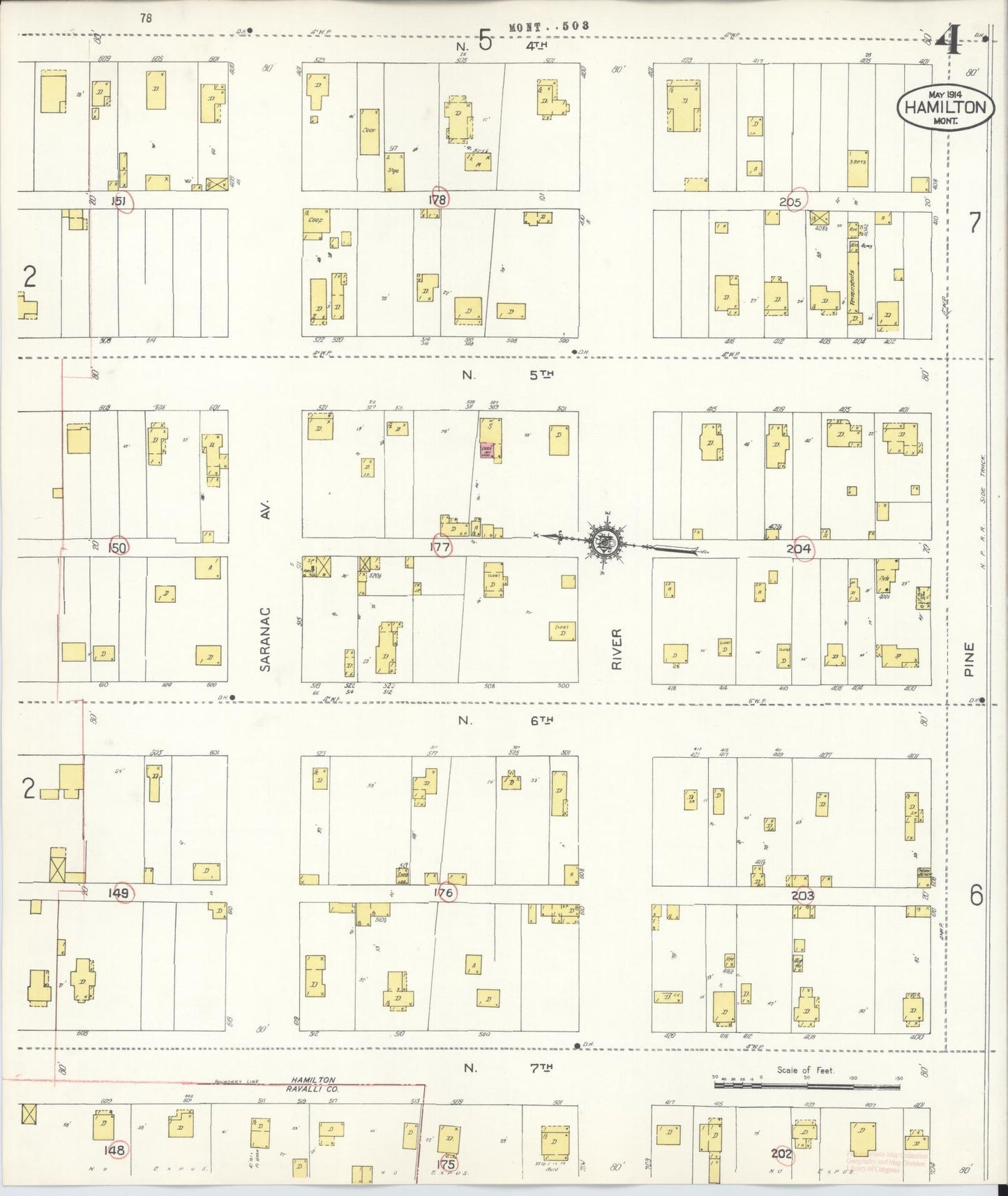 Sanborn Fire Insurance Map from Hamilton, Ravalli County, Montana (1944), Sheet #0004 - Complete Map Set gallery image, historic Sanborn map, vintage wall art, Montana Montana