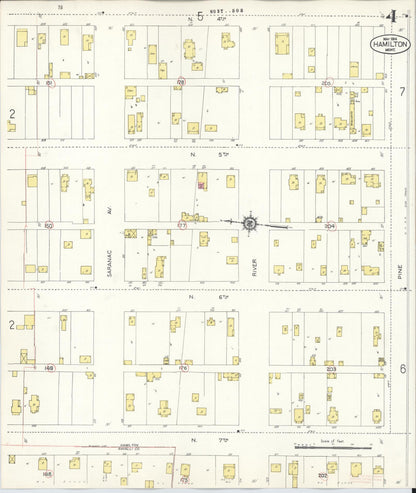 Sanborn Fire Insurance Map from Hamilton, Ravalli County, Montana (1944), Sheet #0004 - Complete Map Set gallery image, historic Sanborn map, vintage wall art, Montana Montana