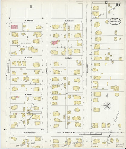 Sanborn Fire Insurance Map from Frankfort, Clinton County, Indiana (1906), Sheet #0016 - Complete Map Set gallery image, historic Sanborn map, vintage wall art, Indiana Indiana