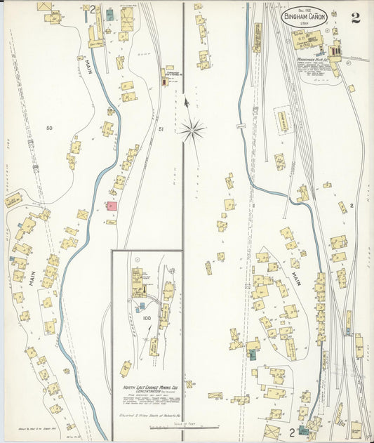 Sanborn Fire Insurance Map from Bingham Canyon, Salt Lake County, Utah (1902), Sheet #0002 - Historic Sanborn Fire Insurance Map Print, vintage old map wall art, antique decor, genealogy gift, Utah Utah map