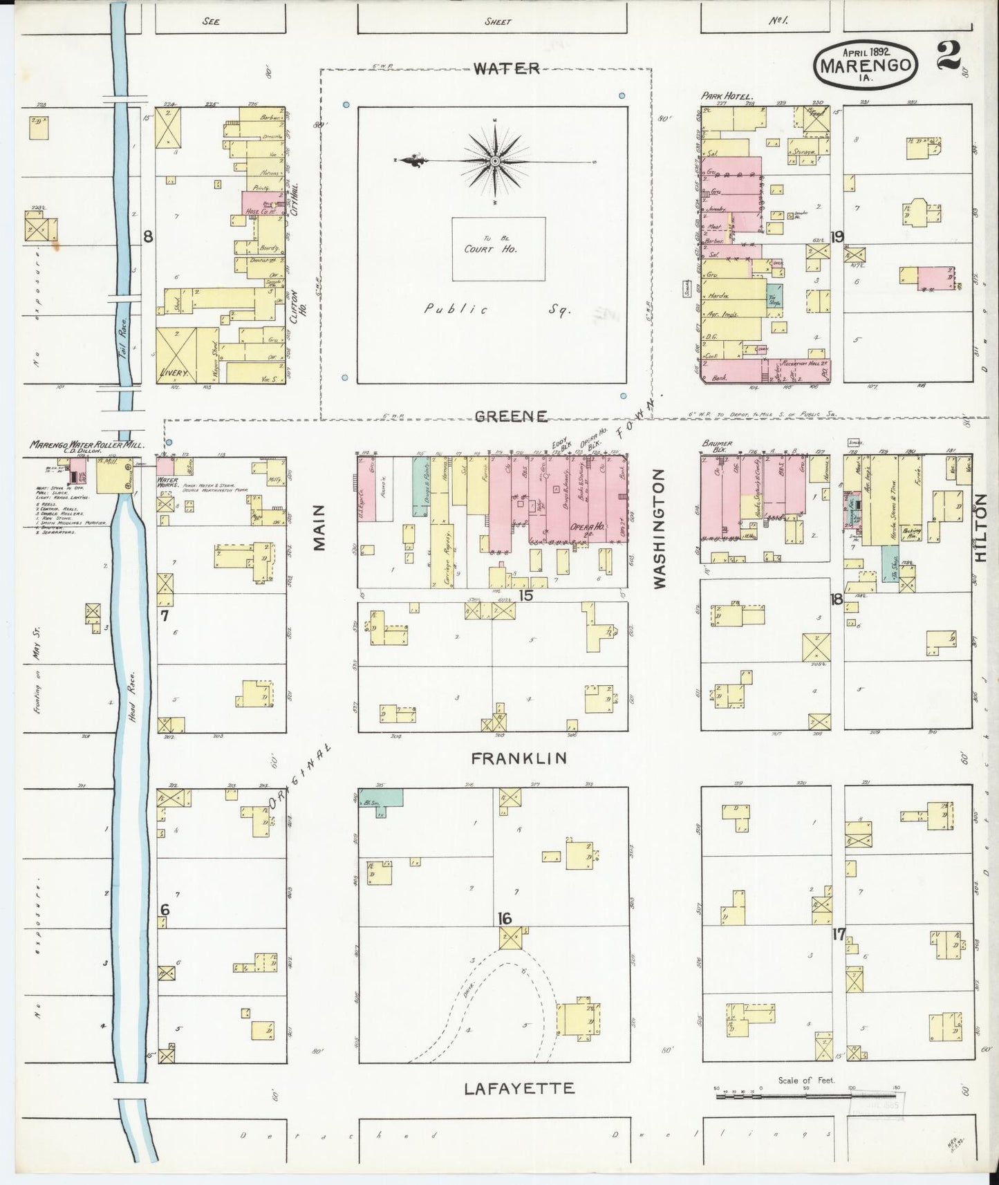 Sanborn Fire Insurance Map from Marengo, Iowa County, Iowa (1892), Sheet #0002 - Historic Sanborn Fire Insurance Map Print