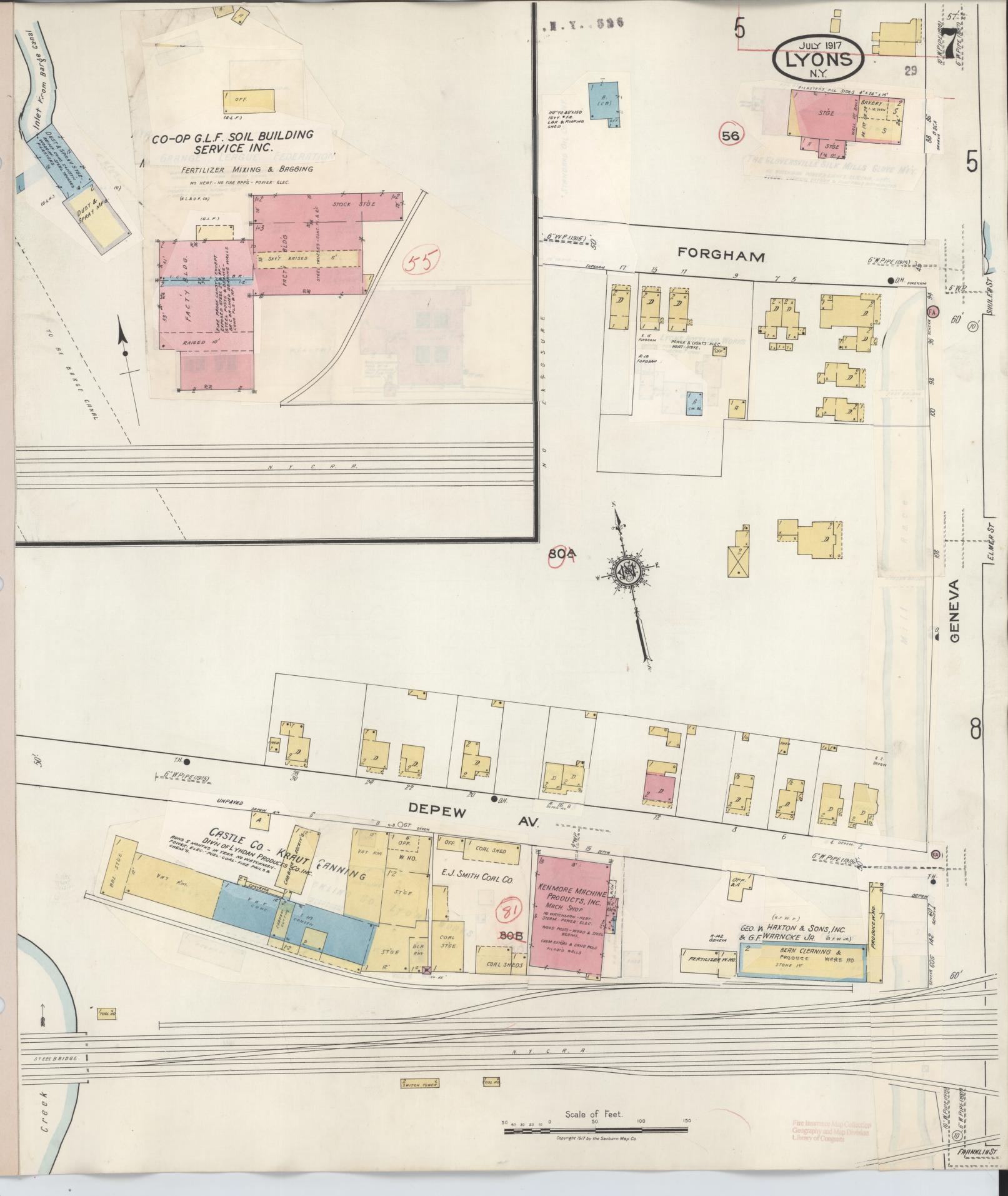 Sanborn Fire Insurance Map from Lyons, Wayne County, New York (1949), Sheet #0007 - Complete Map Set gallery image, historic Sanborn map, vintage wall art, New York New York