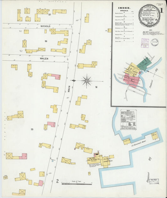 Sanborn Fire Insurance Map from Searsport, Waldo County, Maine (1901), Sheet #0001 - Historic Sanborn Fire Insurance Map Print, vintage old map wall art, antique decor, genealogy gift, Maine Maine map