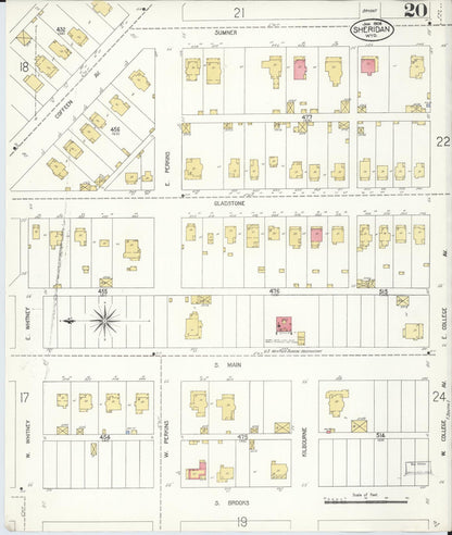 Sanborn Fire Insurance Map from Sheridan, Sheridan County, Wyoming (1908), Sheet #0020 - Complete Map Set gallery image, historic Sanborn map, vintage wall art, Wyoming Wyoming