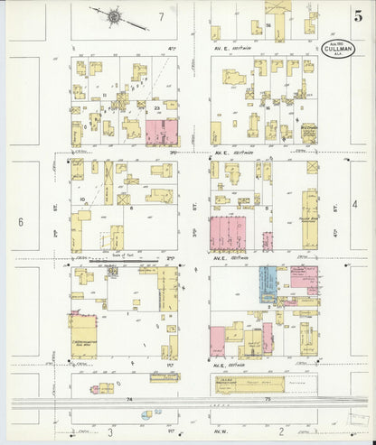 Sanborn Fire Insurance Map from Cullman, Cullman County, Alabama (1910), Sheet #0005 - Complete Map Set gallery image, historic Sanborn map, vintage wall art, Alabama Alabama