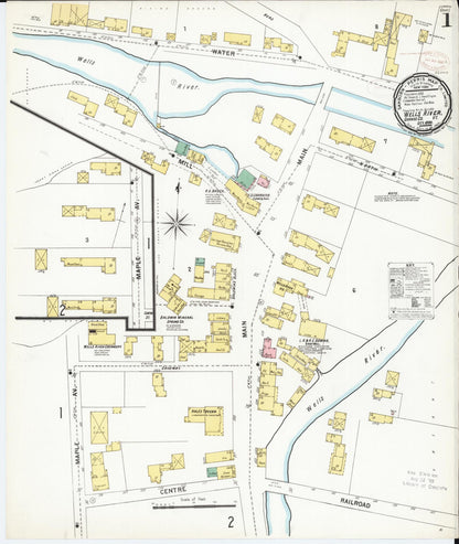 Sanborn Fire Insurance Map from Wells River, Orange County, Vermont (1899), Sheet #0001 - Complete Map Set gallery image, historic Sanborn map, vintage wall art, Vermont Vermont