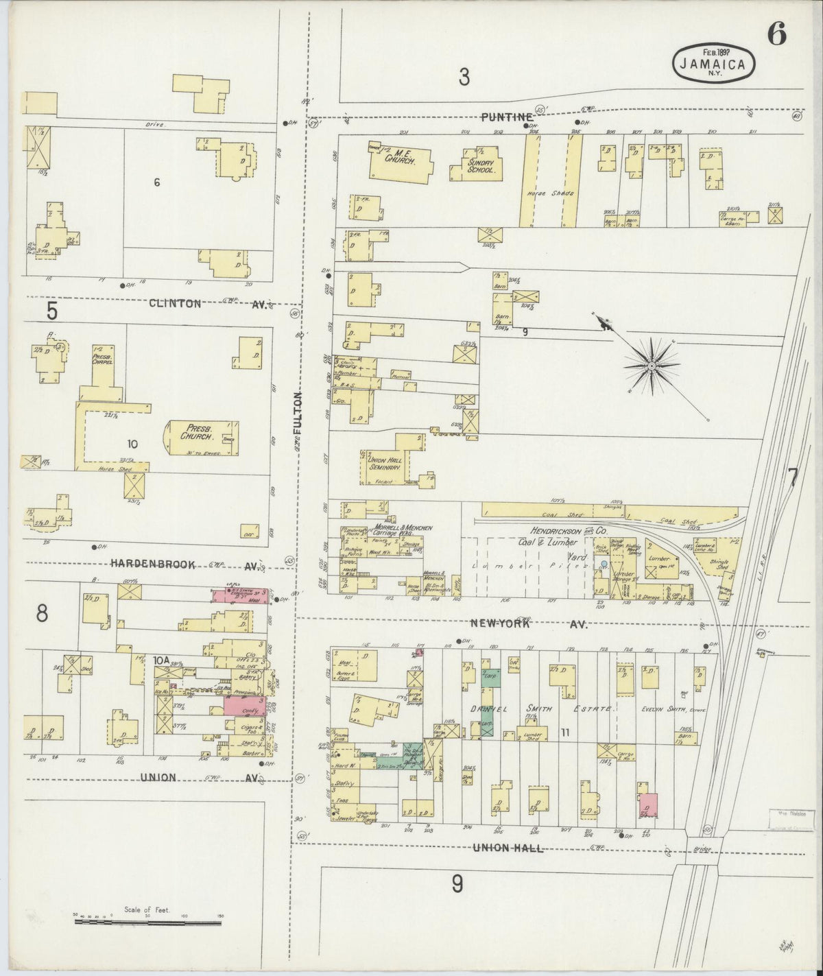 Sanborn Fire Insurance Map from Jamaica, Queens County, New York (1897), Sheet #0006 - Complete Map Set gallery image, historic Sanborn map, vintage wall art, New York New York