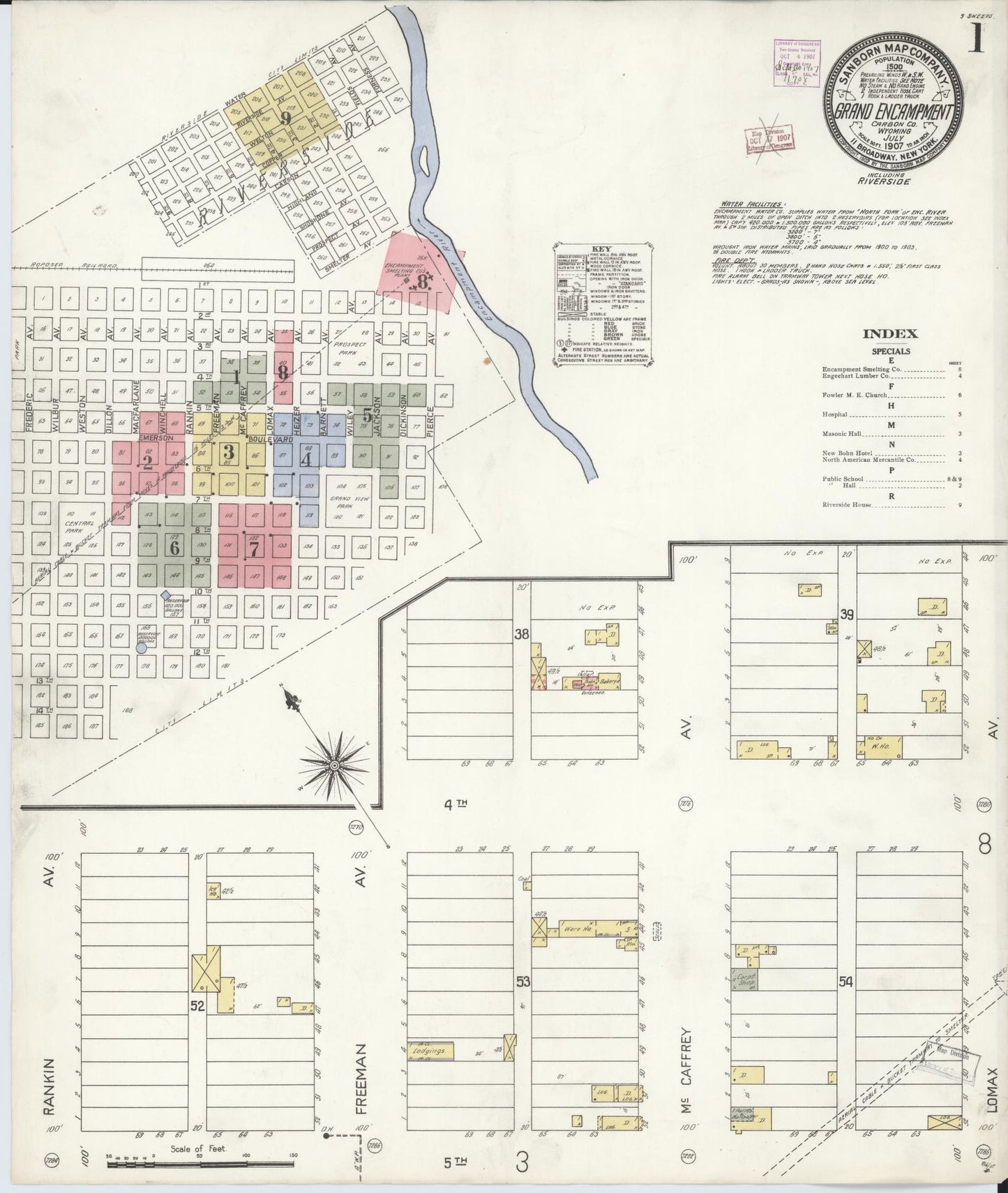 Sanborn Fire Insurance Map from Grand Encampment, Carbon County, Wyoming. (1907) – Historic Sanborn Fire Insurance Map Print
