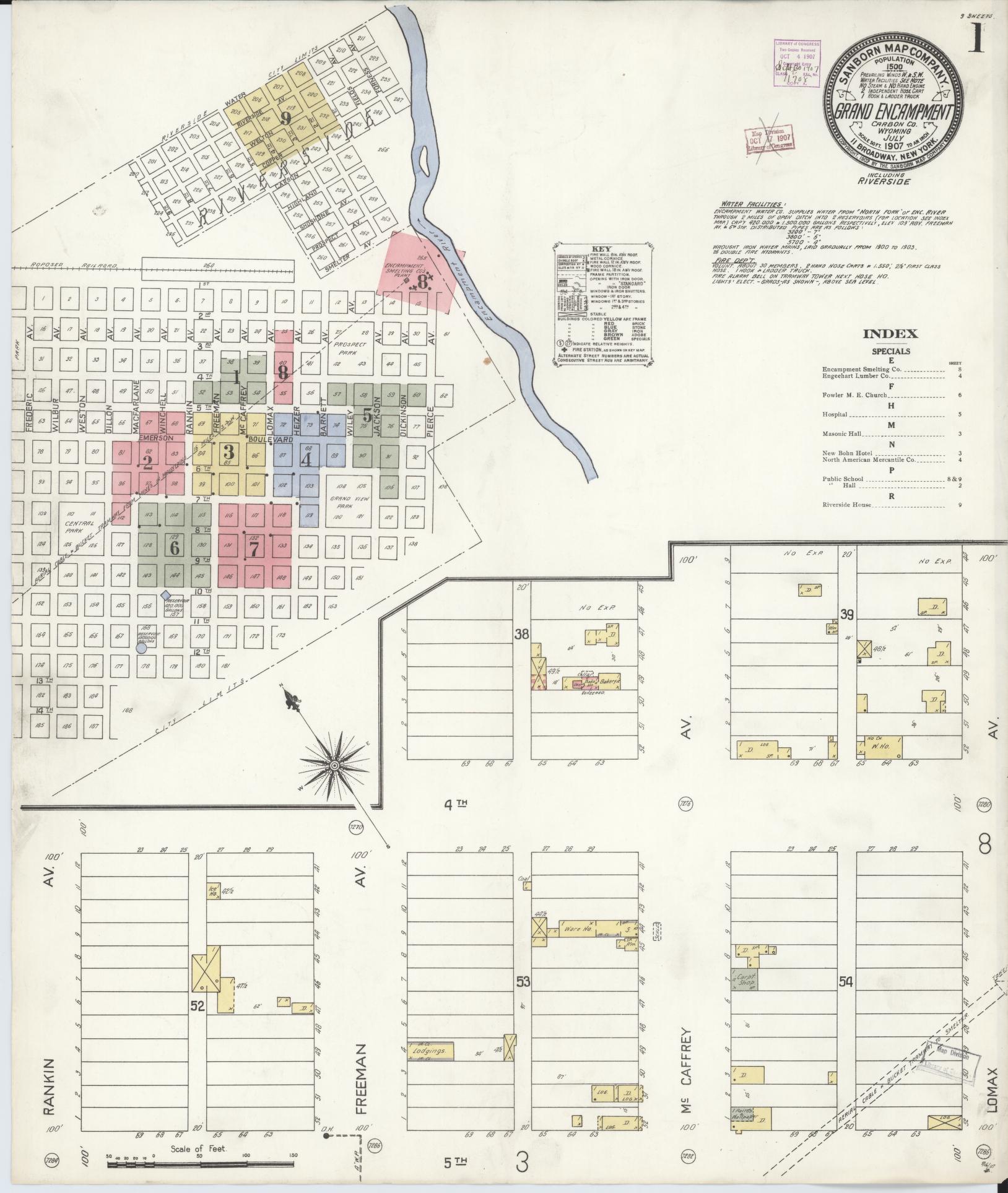 Sanborn Fire Insurance Map from Grand Encampment, Carbon County, Wyoming. (1907) – Historic Sanborn Fire Insurance Map Print