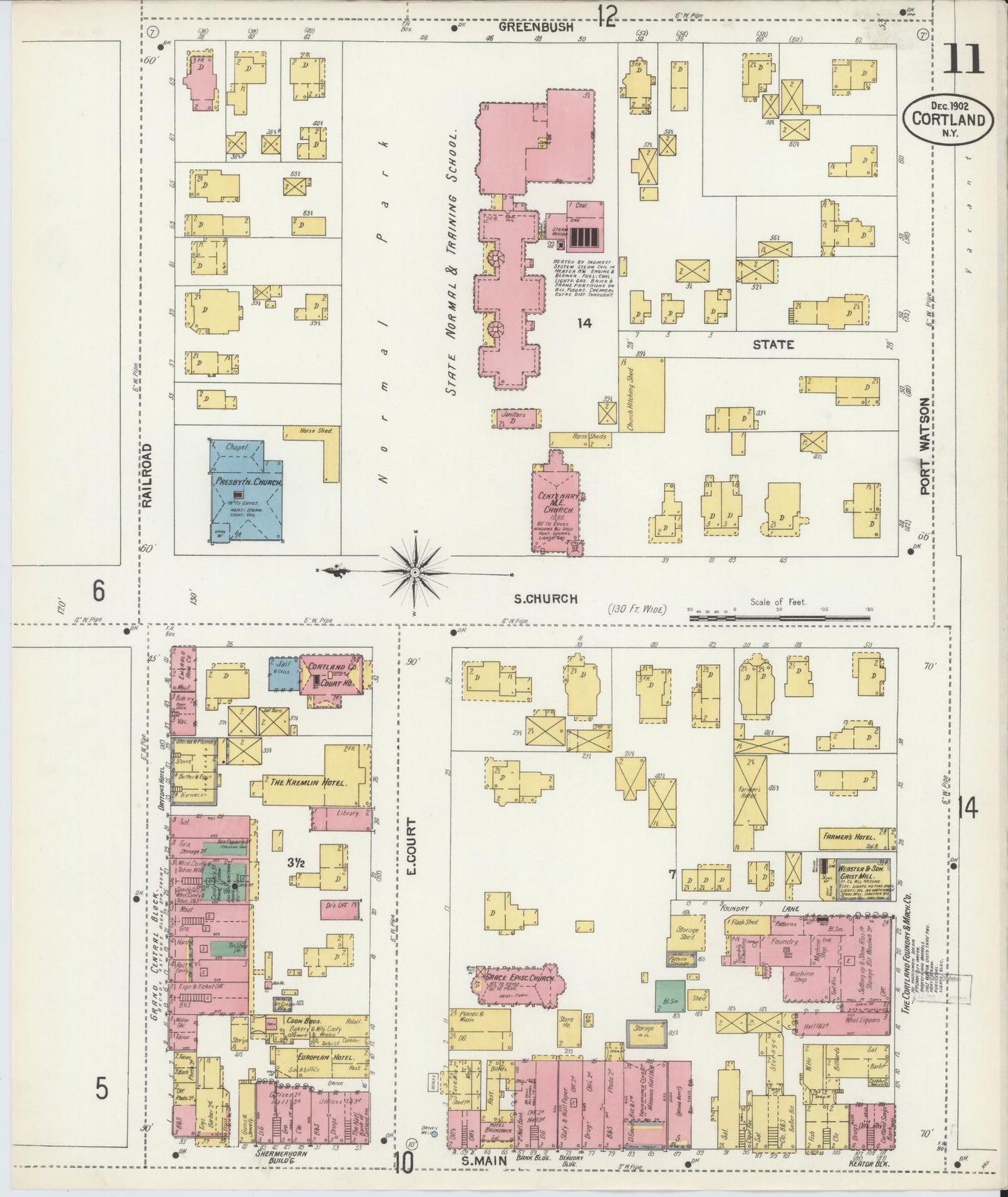 Sanborn Fire Insurance Map from Cortland, Cortland County, New York (1902), Sheet #0011 - Complete Map Set gallery image, historic Sanborn map, vintage wall art, New York New York