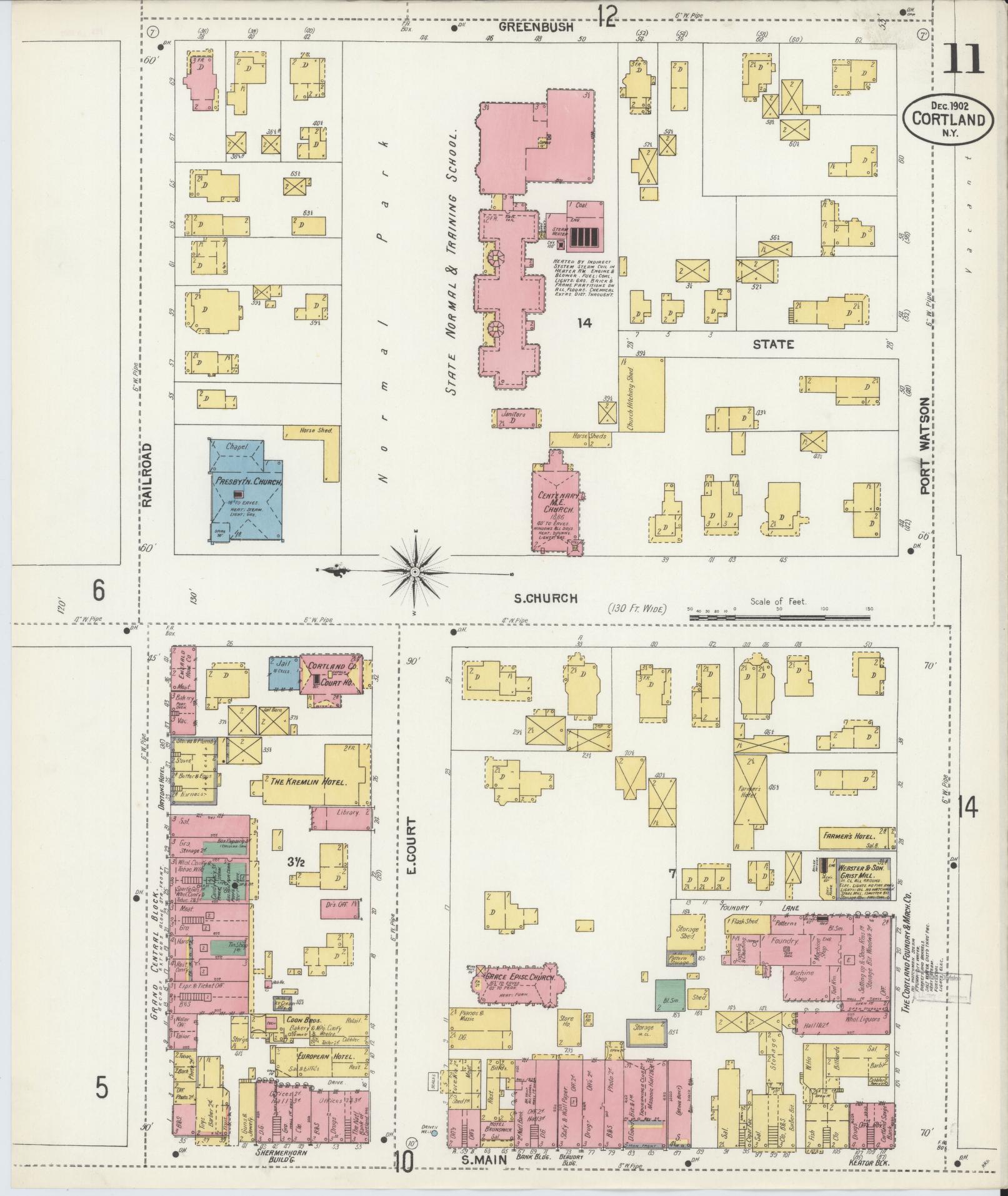 Sanborn Fire Insurance Map from Cortland, Cortland County, New York (1902), Sheet #0011 - Complete Map Set gallery image, historic Sanborn map, vintage wall art, New York New York