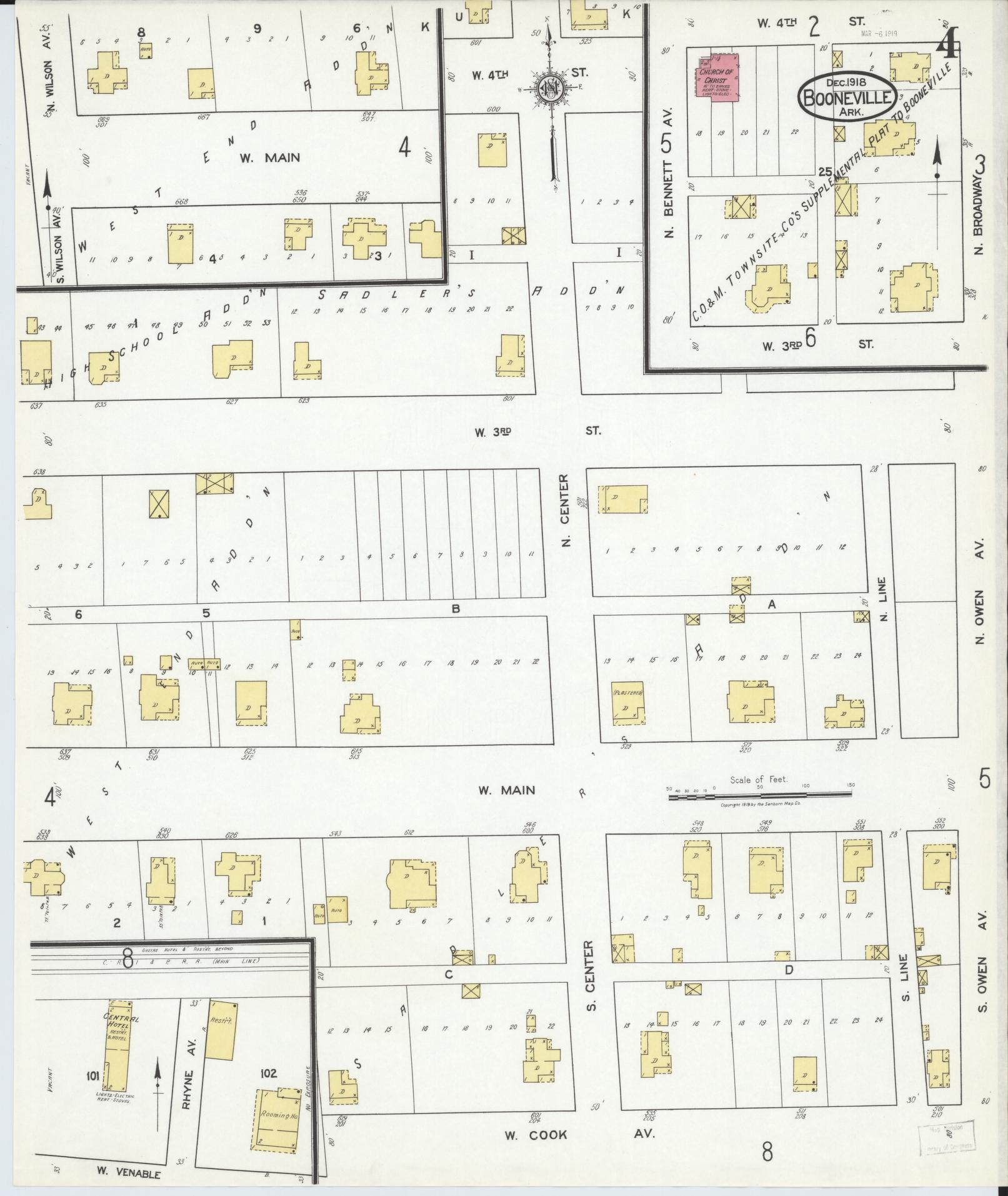 Sanborn Fire Insurance Map from Booneville, Logan County, Arkansas (1918), Sheet #0004 - Complete Map Set gallery image, historic Sanborn map, vintage wall art, Arkansas Arkansas