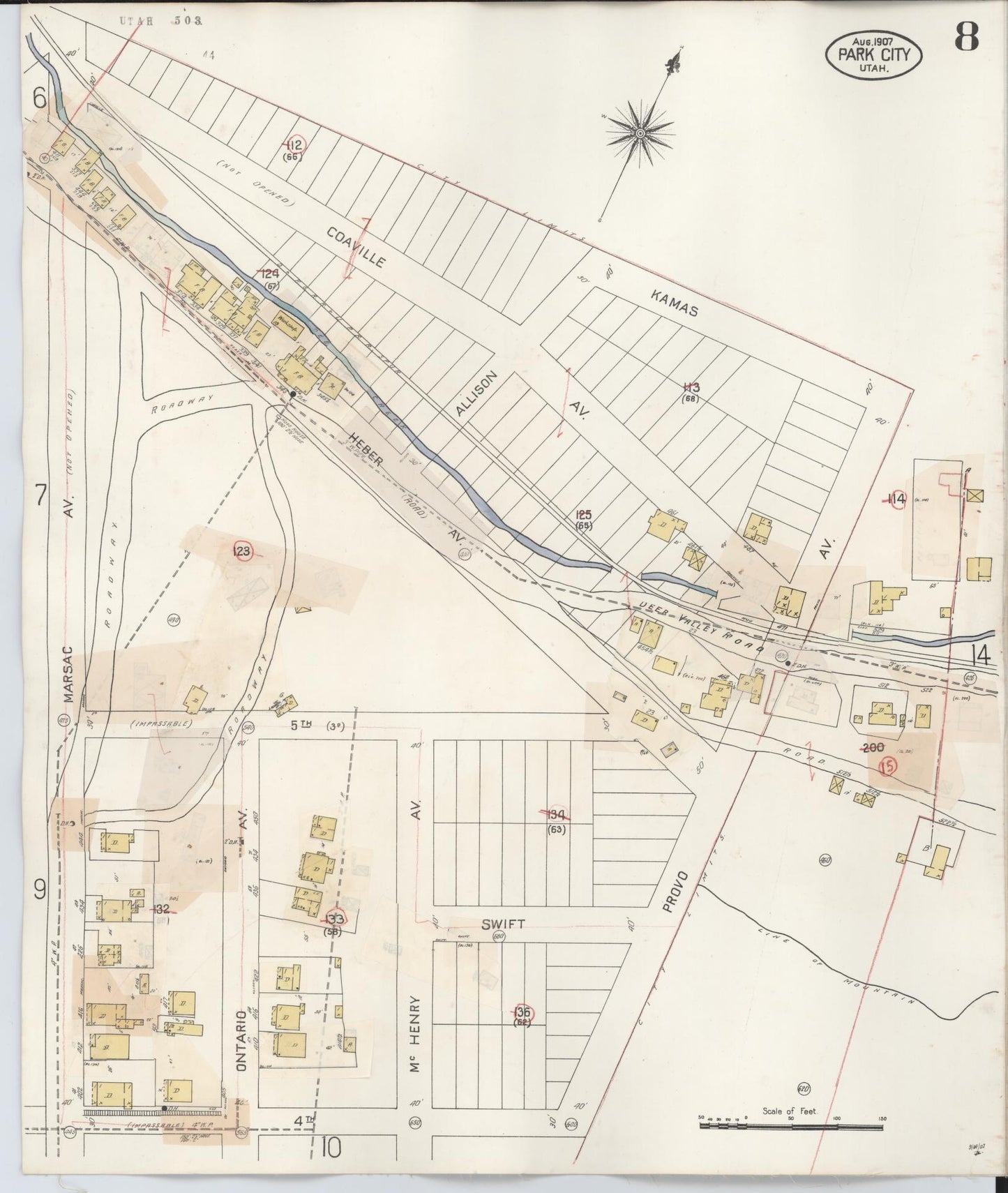 Sanborn Fire Insurance Map from Park City, Summit County, Utah (1940), Sheet #0008 - Complete Map Set gallery image, historic Sanborn map, vintage wall art, Utah Utah