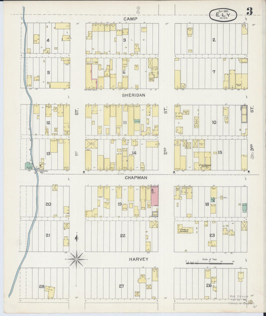 Sanborn Fire Insurance Map from Ely, Saint Louis County, Minnesota (1892), Sheet #0003 - Historic Sanborn Fire Insurance Map Print, vintage old map wall art, antique decor, genealogy gift, Minnesota Minnesota map
