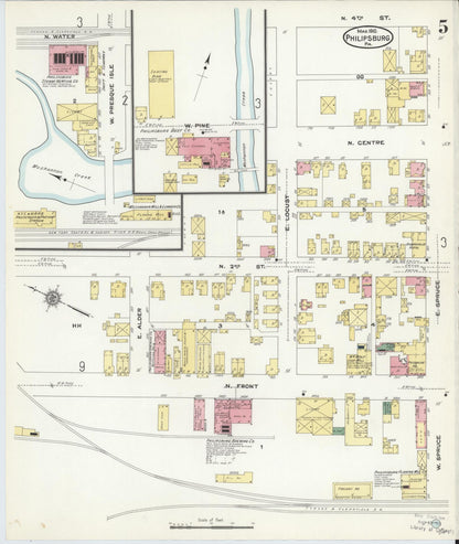 Sanborn Fire Insurance Map from Philipsburg, Centre County, Pennsylvania (1910), Sheet #0005 - Historic Sanborn Fire Insurance Map Print, vintage old map wall art, antique decor, genealogy gift, Pennsylvania Pennsylvania map