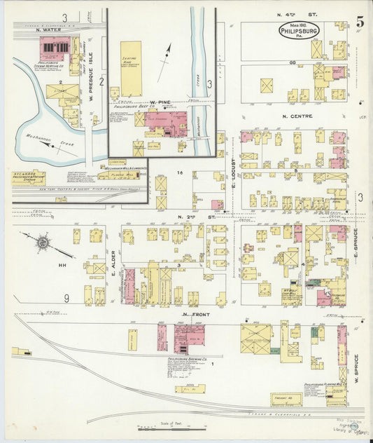 Sanborn Fire Insurance Map from Philipsburg, Centre County, Pennsylvania (1910), Sheet #0005 - Historic Sanborn Fire Insurance Map Print, vintage old map wall art, antique decor, genealogy gift, Pennsylvania Pennsylvania map