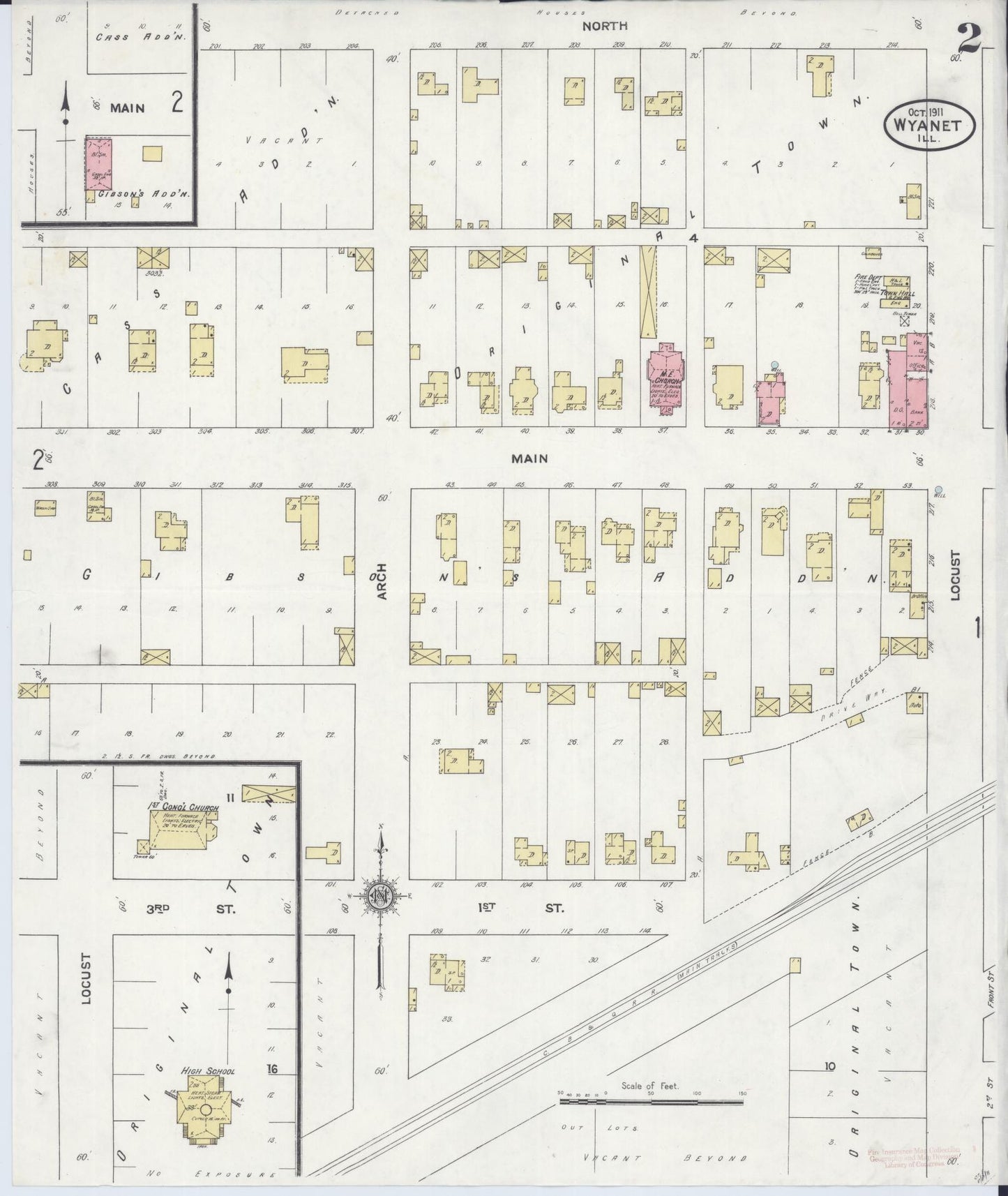 Sanborn Fire Insurance Map from Wyanet, Bureau County, Illinois (1911), Sheet #0002 - Complete Map Set gallery image, historic Sanborn map, vintage wall art, Illinois Illinois