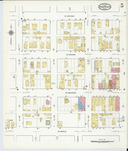 Sanborn Fire Insurance Map from Iron River, Iron County, Michigan (1917), Sheet #0005 - Complete Map Set gallery image, historic Sanborn map, vintage wall art, Michigan Michigan