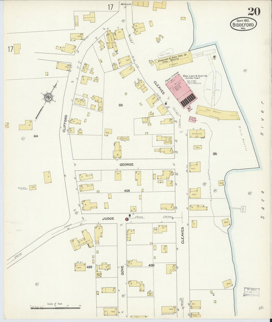 Sanborn Fire Insurance Map from Biddeford, York County, Maine (1912), Sheet #0020 - Historic Sanborn Fire Insurance Map Print, vintage old map wall art, antique decor, genealogy gift, Maine Maine map