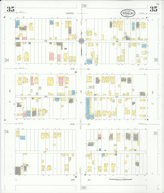 Sanborn Fire Insurance Map from Douglas, Cochise County, Arizona (1929), Sheet #0035 - Historic Sanborn Fire Insurance Map Print, vintage old map wall art, antique decor, genealogy gift, Arizona Arizona map
