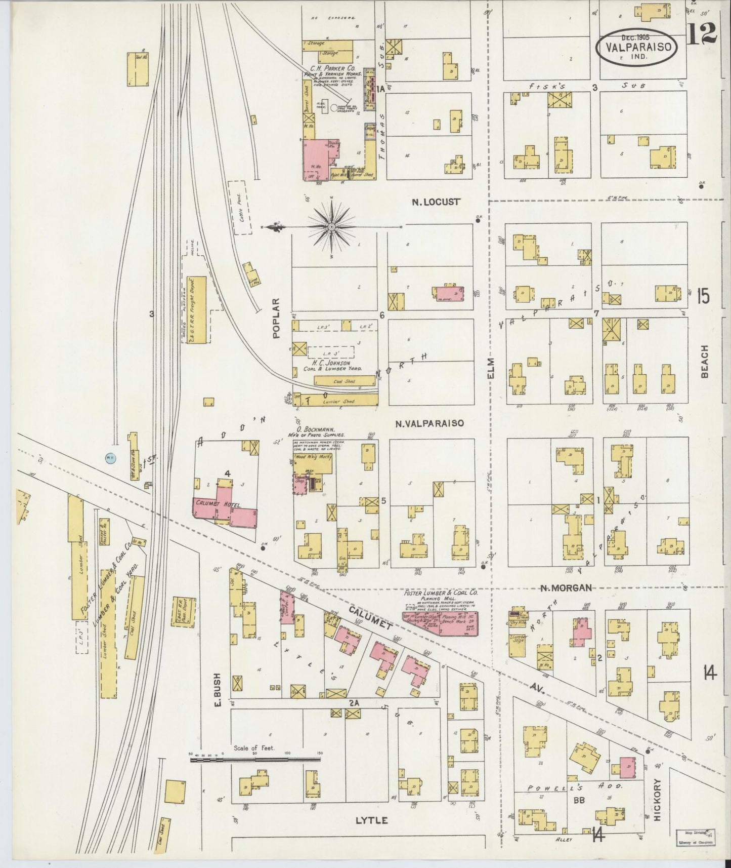 Sanborn Fire Insurance Map from Valparaiso, Porter County, Indiana (1905), Sheet #0012 - Complete Map Set gallery image, historic Sanborn map, vintage wall art, Indiana Indiana